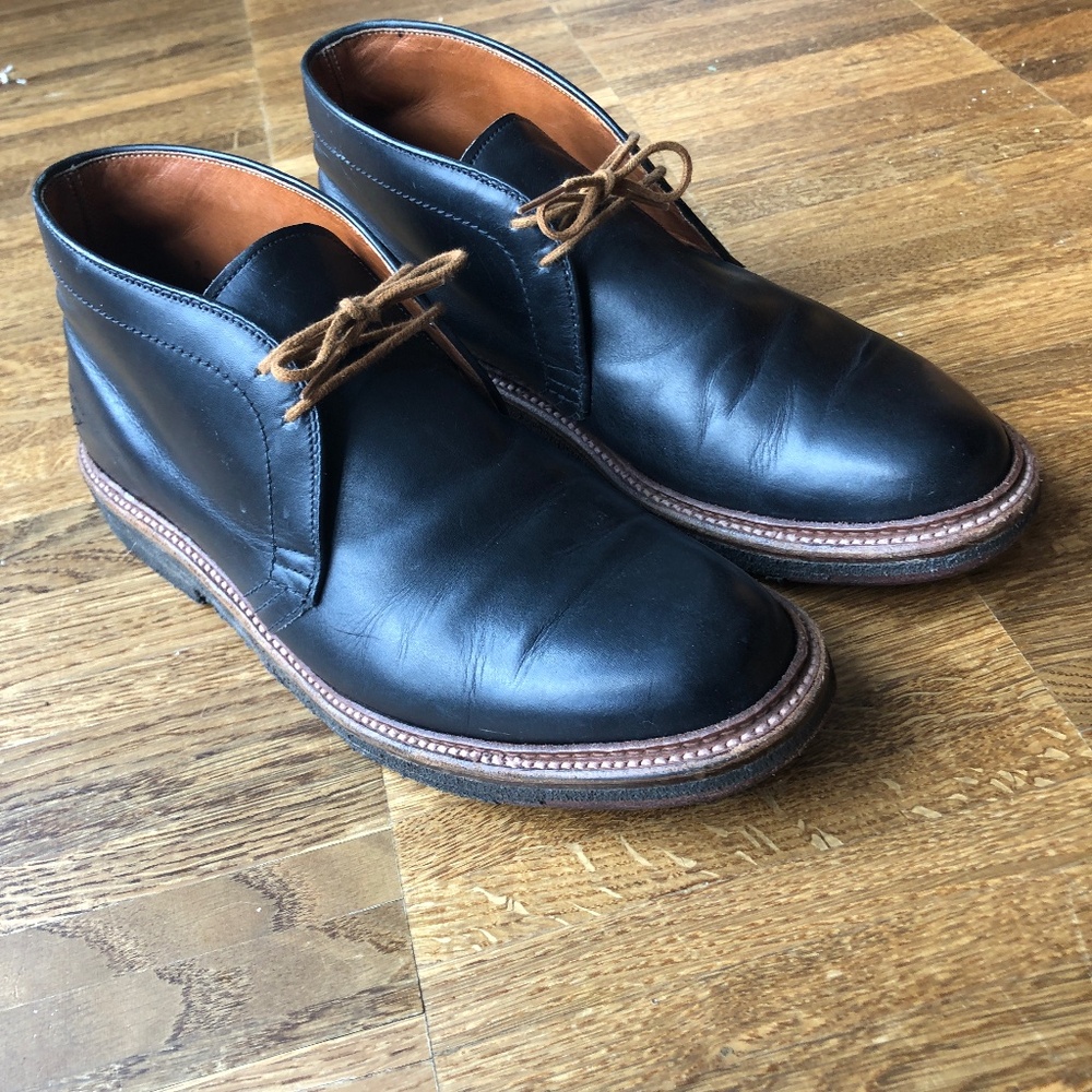 Alden Chukka Boots Size 9 B/D Smooth Matte Black Leather - Picture 11 of 13